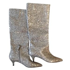 Kate Spade silver Glitter Kitten Heel Size 8.